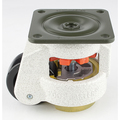 Foot Master Leveling Caster, 63 mm Nylon Wheel, 90x90 mm Plate, Swivel, 550 kg Cap, PU Foot Pad, Ivory GD-80-F-NYN-CUR